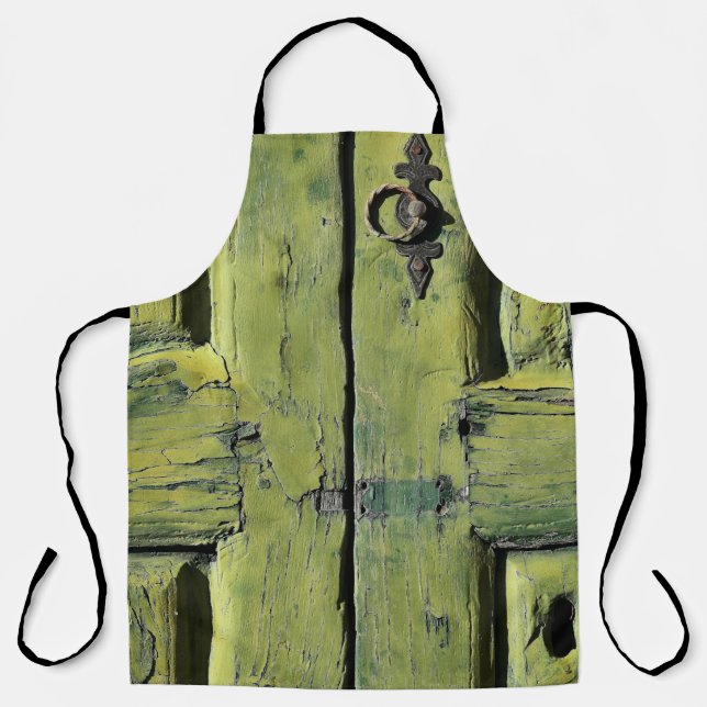 Closed brown wooden 2-panel door apron (Front)