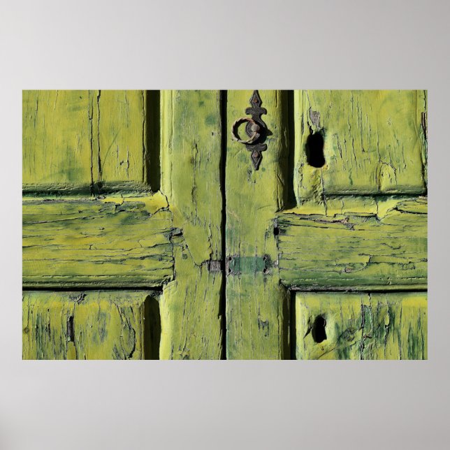 Closed brown wooden 2-panel door poster (Front)