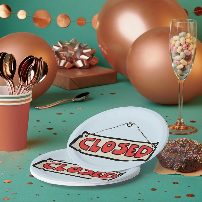 Closed Business Door Sign Paper Plates (Creator Uploaded)