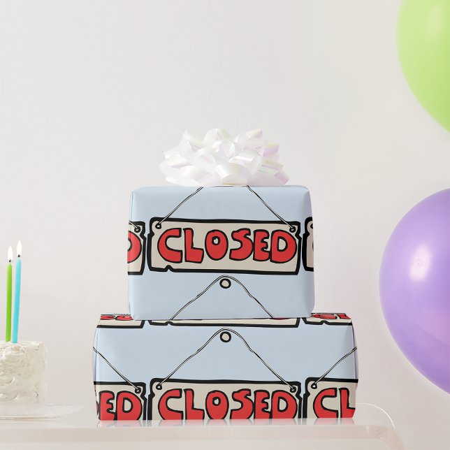 Closed Business Door Sign Wrapping Paper (Creator Uploaded)