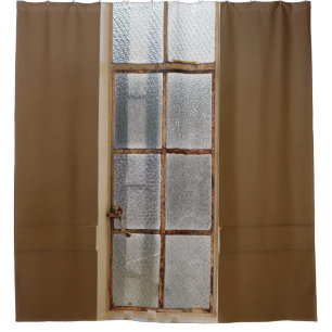 CLOSED CLEAR GLASS 8-PANEL WINDOW SHOWER CURTAIN