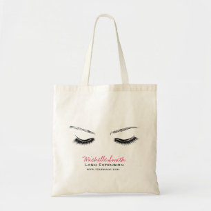 Closed eyes long lashes lash extension tote bag
