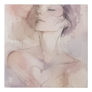 Closed Eyes Open Heart Abstract Portrait Wall Art