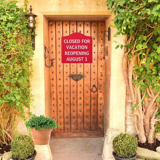 Closed For Vacation Business Red Door Sign (Creator Uploaded)