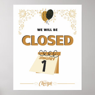 Closed January 1st Store Hours Poster