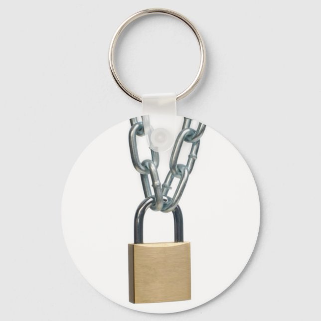 Closed padlock and chain keychain (Front)