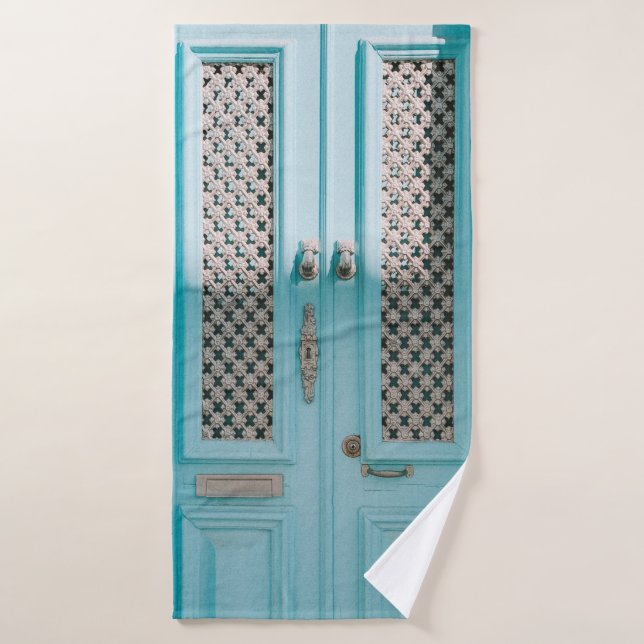 CLOSED TEAL FRENCH DOORS BATH TOWEL (Bath Towel)
