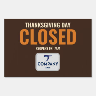Closed Thanksgiving Day Company Logo Sign