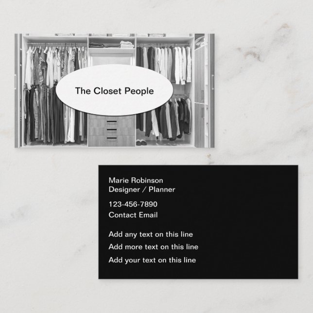 Closet Organizing And Design Business Cards (Front/Back)