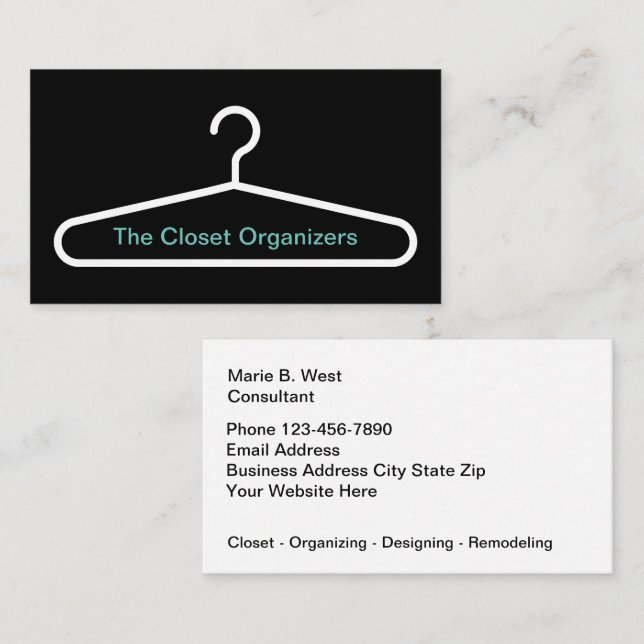 Closet Organizing And Design Service Business Card (Front/Back)