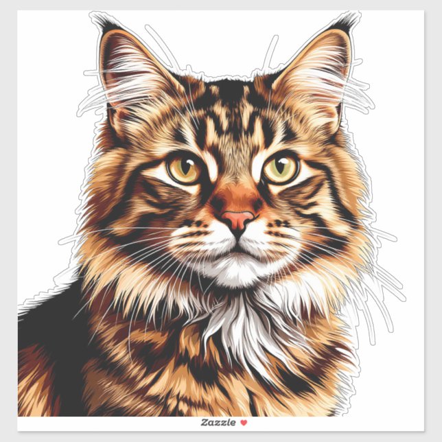Closeup American Bobtail Cat Portrait Sticker (Sheet)