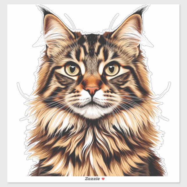 Closeup American Bobtail Cat Portrait Sticker (Sheet)