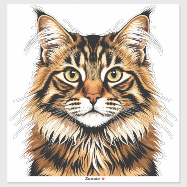 Closeup American Bobtail Cat Portrait Sticker (Sheet)