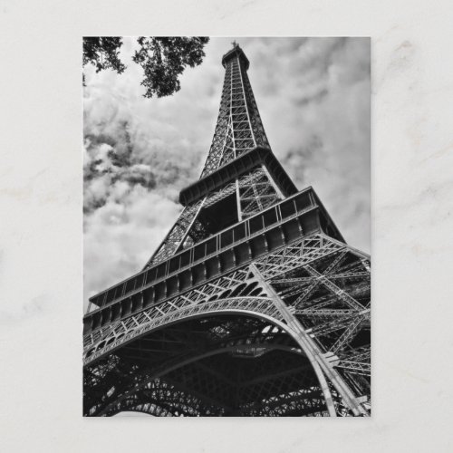 Closeup Black White Eiffel Tower Love Paris Europe Postcard