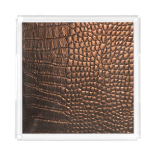 Closeup: crocodile leather texture. acrylic tray