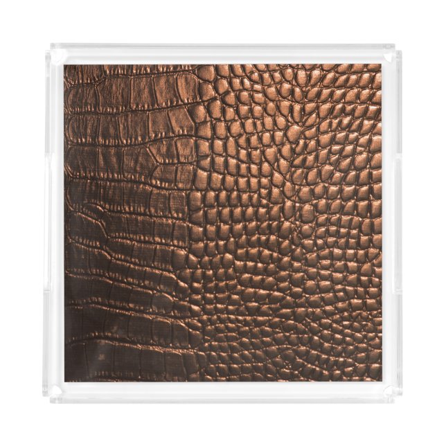 Closeup: crocodile leather texture. acrylic tray (Front)
