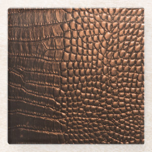 Closeup: crocodile leather texture. glass coaster