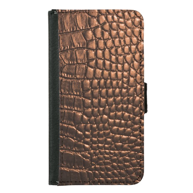 Closeup: crocodile leather texture. samsung galaxy wallet case (Front)