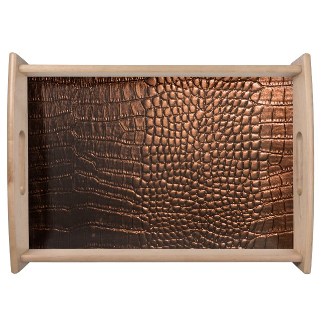 Closeup: crocodile leather texture. serving tray (Front)