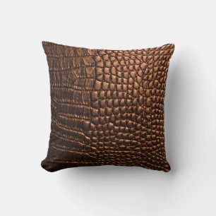 Closeup: crocodile leather texture. throw pillow