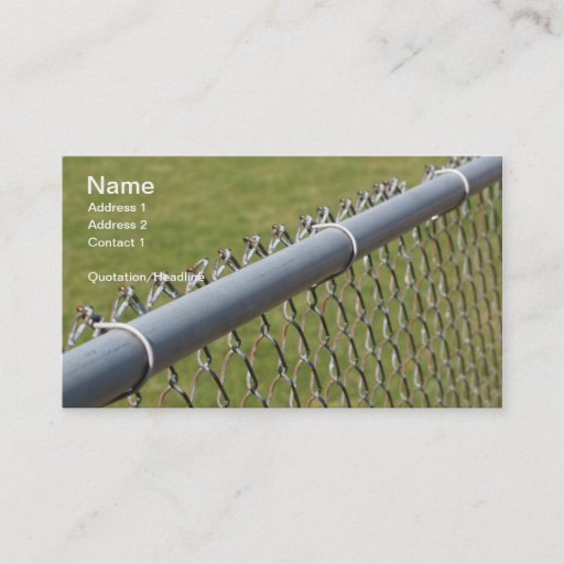 Customizable closeup detail of a metal chain link fence business card templates