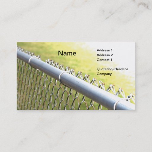 Customizable closeup detail of a metal chain link fence business card template