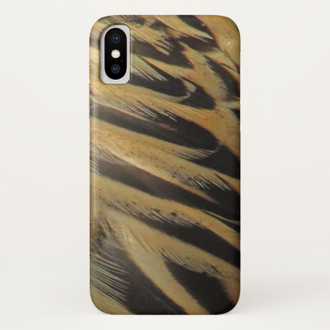 Closeup Duck Feathers Photo Brown Stripe Pattern Case-Mate iPhone Case (Back)