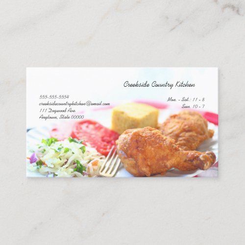 Closeup fried chicken dinner with copy space business card
