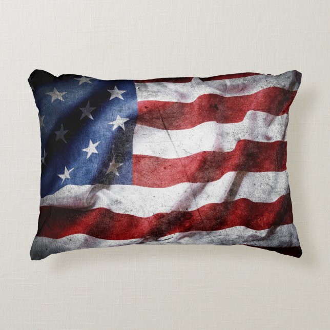 Closeup grunge American flag. Accent Pillow (Front)
