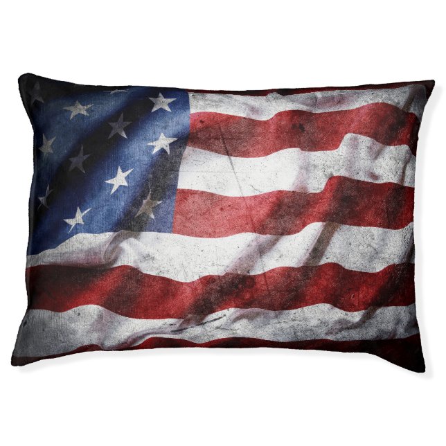 Closeup grunge American flag. Pet Bed (Front)