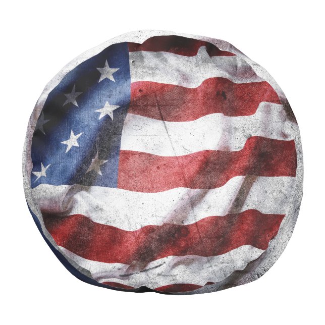 Closeup grunge American flag. Pouf (Bottom)