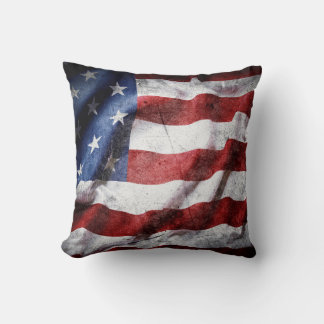 Closeup grunge American flag. Throw Pillow
