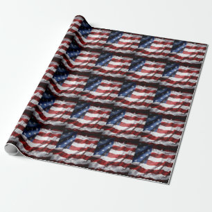 Closeup grunge American flag. Wrapping Paper