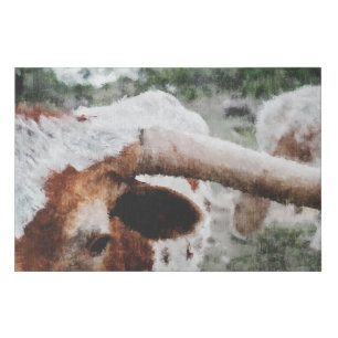 Closeup Impressionist Painted Longhorn Faux Canvas Print