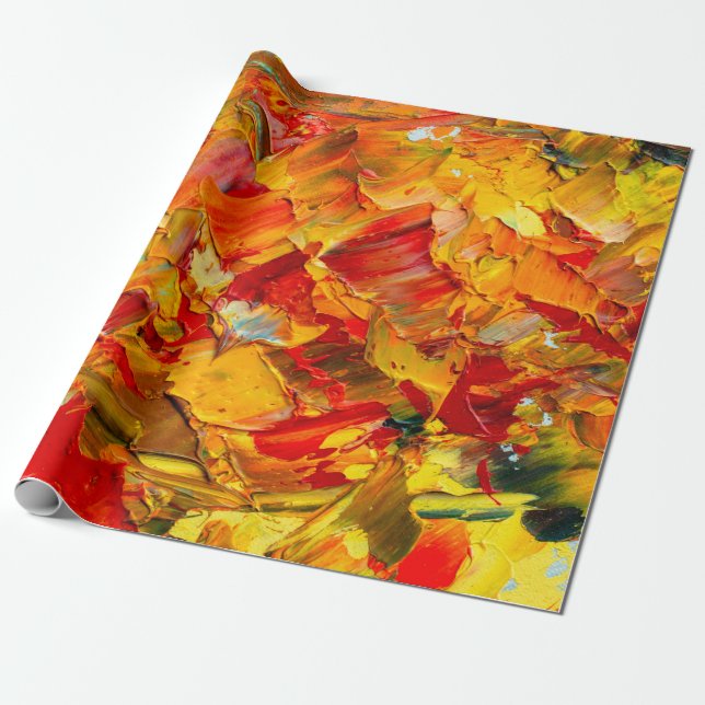 Closeup macro texture fragment of oil painting fin wrapping paper (Unrolled)