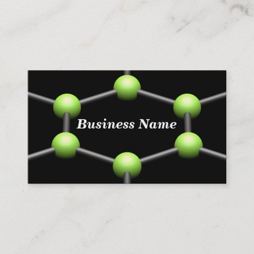 Customizable Closeup of a 3D Molecular Structure (Green) Business Card