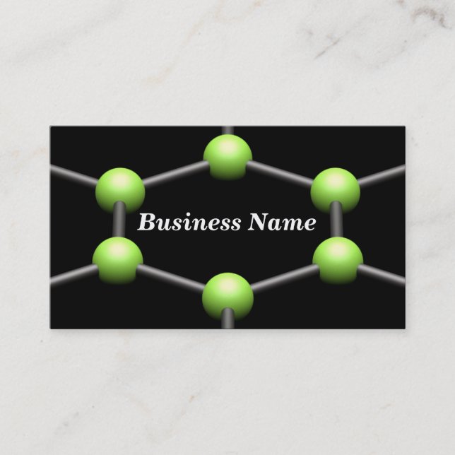 Closeup of a 3D Molecular Structure (Green) Business Card (Front)