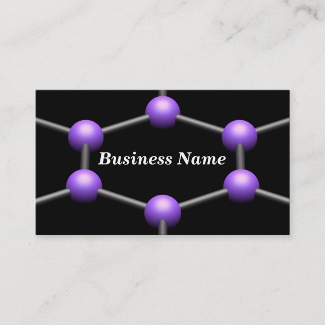 Closeup of a 3D Molecular Structure (Purple) Business Card (Front)
