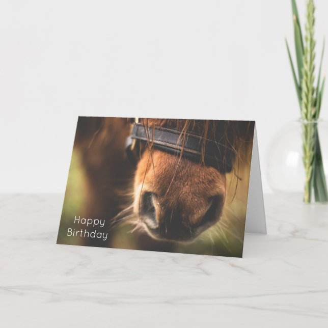 Closeup of a Cute Brown Horse Nose Birthday Card (Front)