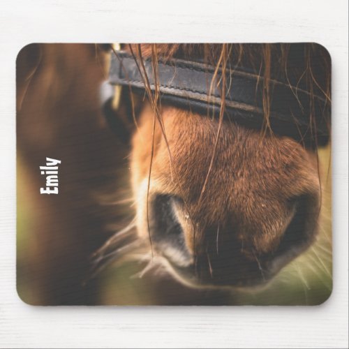 Closeup of a Cute Brown Horse Nose Personalized Mouse Pad