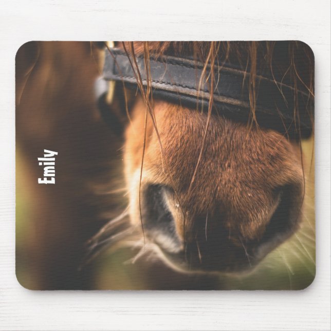 Closeup of a Cute Brown Horse Nose Personalized Mouse Pad (Front)