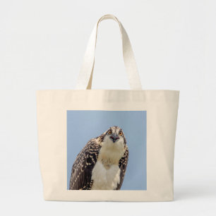 Closeup of a Juvenile Osprey Large Tote Bag