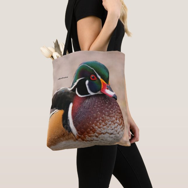 Closeup of a Wood Duck Drake Tote Bag (Close Up)