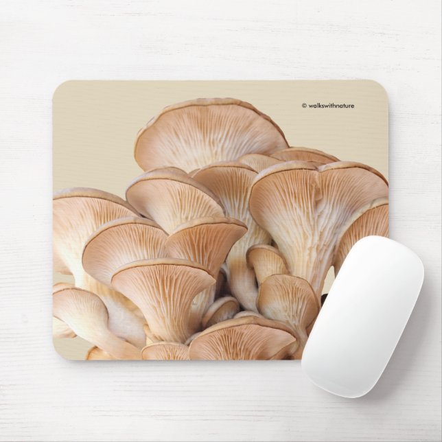 Closeup of An Oyster Mushroom Colony Mouse Pad (With Mouse)