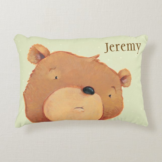 CloseUp of Big Brown Bear Decorative Pillow (Front)