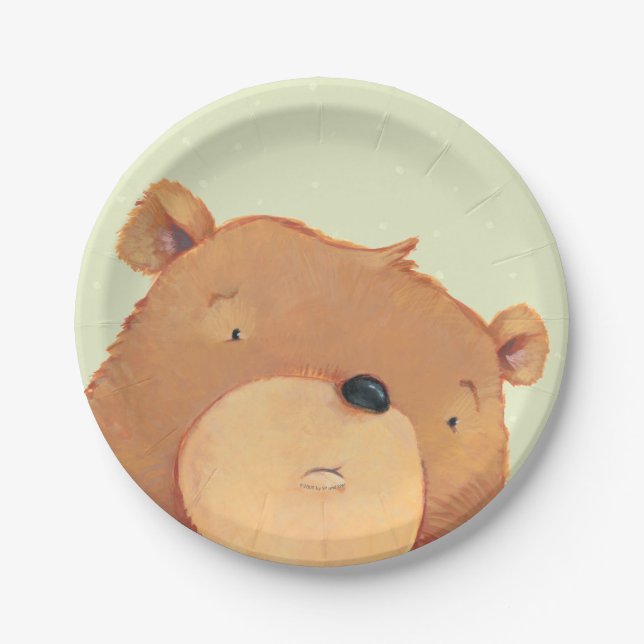 CloseUp of Big Brown Bear Paper Plates (Front)