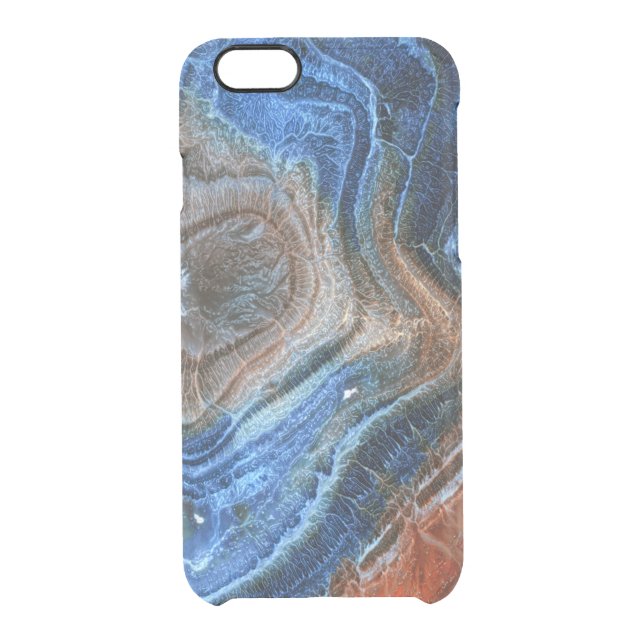 Closeup Of Blue & Brown Agate With Nacre Uncommon iPhone Case (Back)