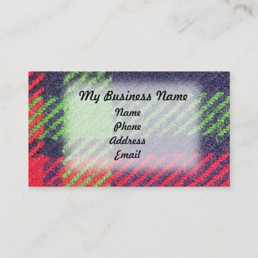 Customizable Closeup of Blue, Green and Red Fabric Business Card Templates