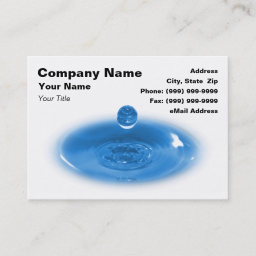 Customizable Closeup of Blue Water Drop Business Cards
