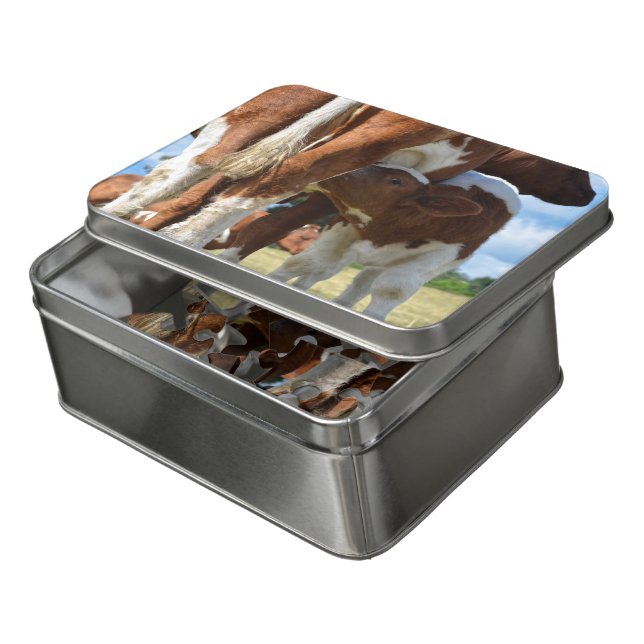 Closeup of calf suckling jigsaw puzzle (Lid Open)